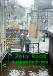 Photo of Nervacero steel mill cooling towers with Zeta Rods suspended